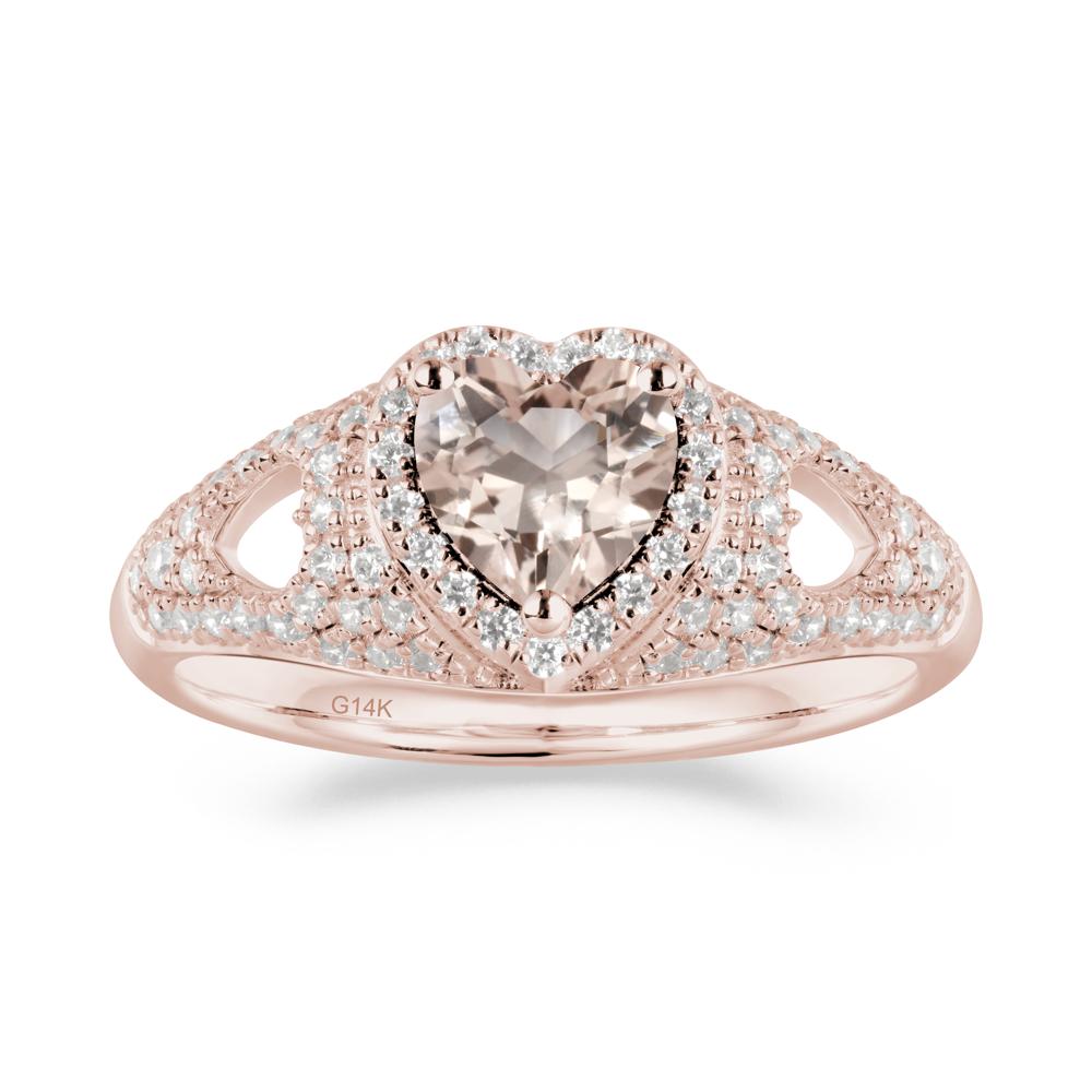 Heart Shaped Morganite Cluster Ring - LUO Jewelry #metal_14k rose gold