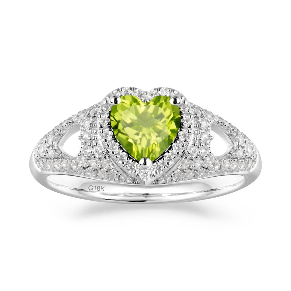 Halo Ring with Heart Shaped Peridot - LUO Jewelry #metal_18k white gold