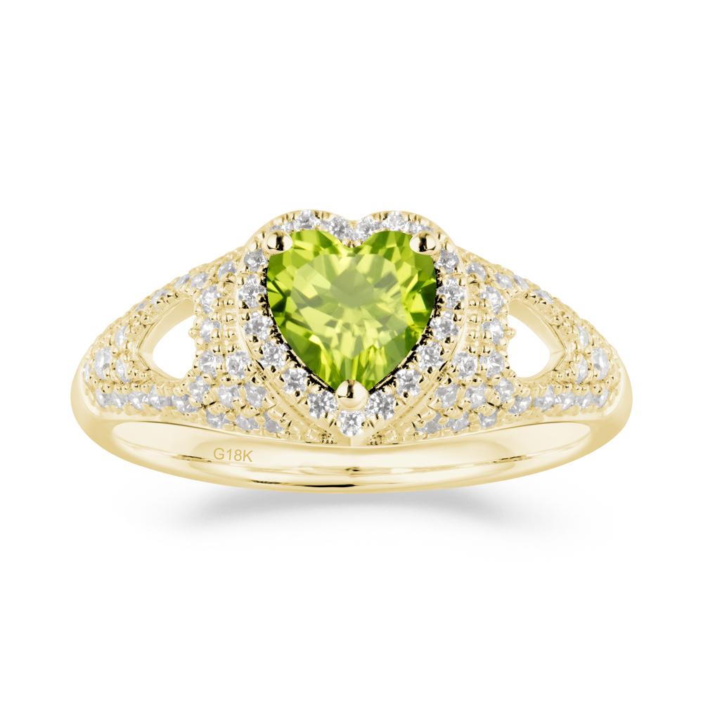 Halo Ring with Heart Shaped Peridot - LUO Jewelry #metal_18k yellow gold