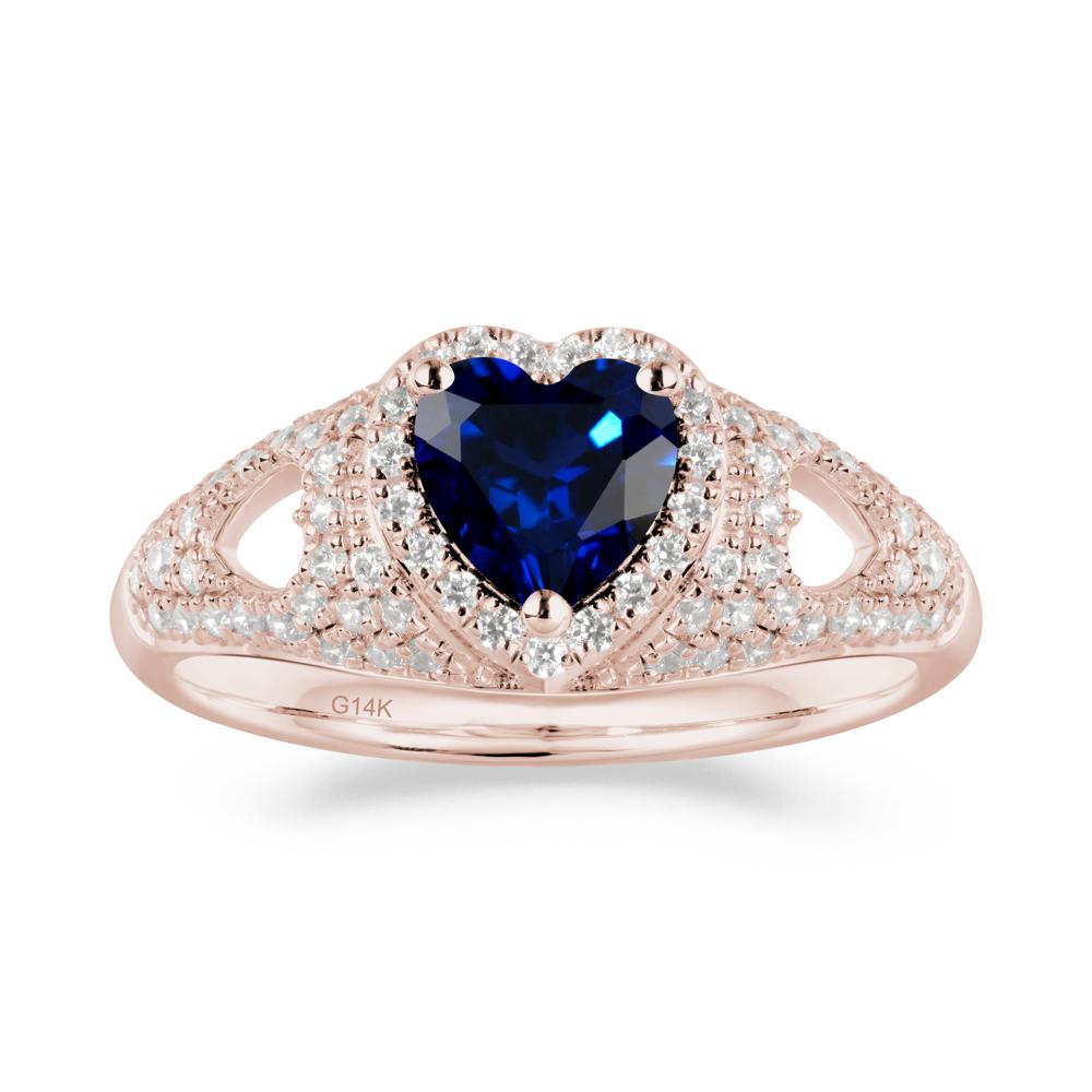 Heart Cut Sapphire Pave Ring - LUO Jewelry #metal_14k rose gold