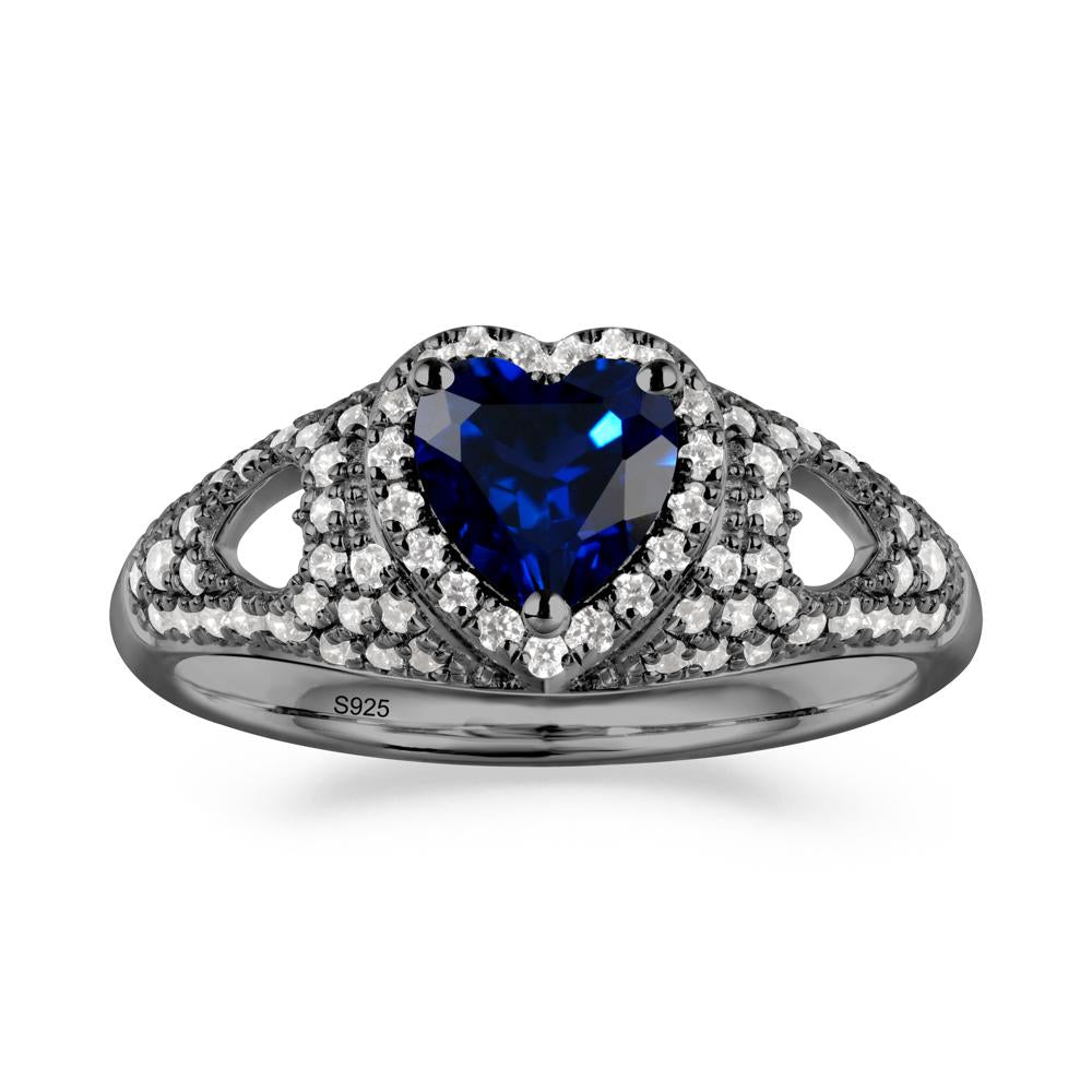 Heart Cut Sapphire Pave Ring - LUO Jewelry #metal_black finish sterling silver