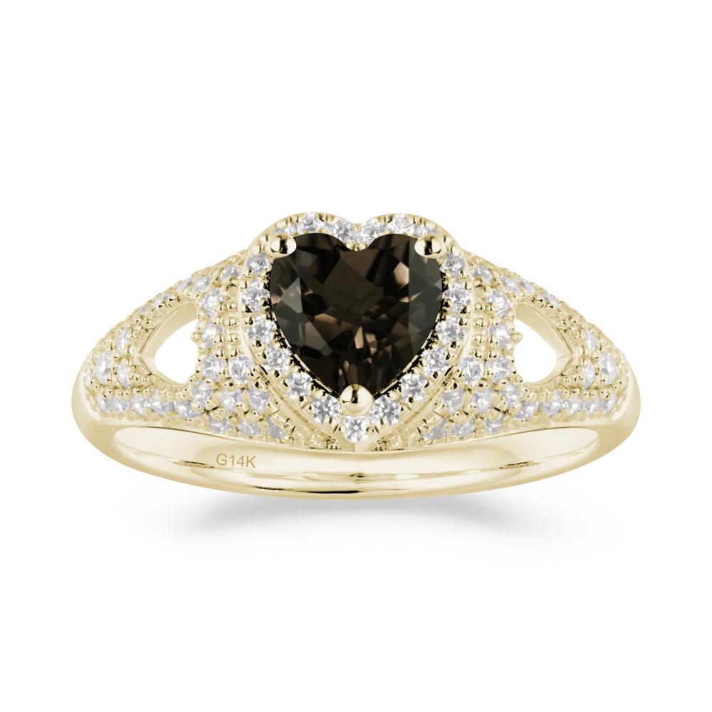 Heart Cut Smoky Quartz Pave Ring - LUO Jewelry #metal_14k yellow gold