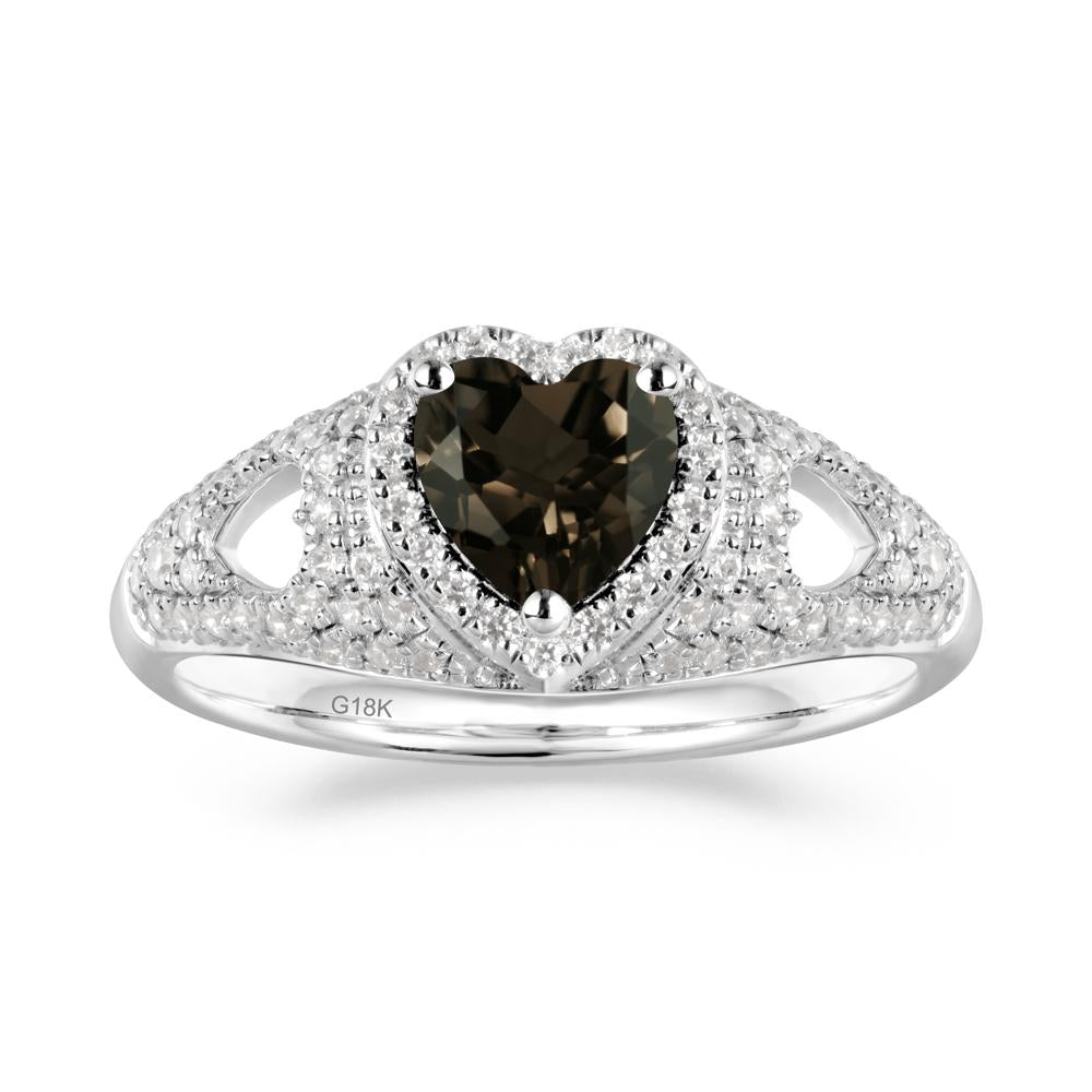 Heart Cut Smoky Quartz Pave Ring - LUO Jewelry #metal_18k white gold
