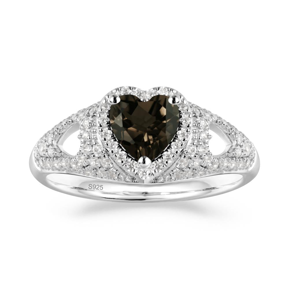 Heart Cut Smoky Quartz Pave Ring - LUO Jewelry #metal_sterling silver