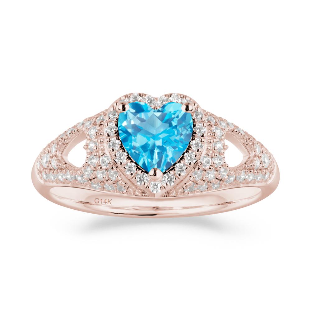 Cluster Ring with Heart Shaped Swiss Blue Topaz - LUO Jewelry #metal_14k rose gold