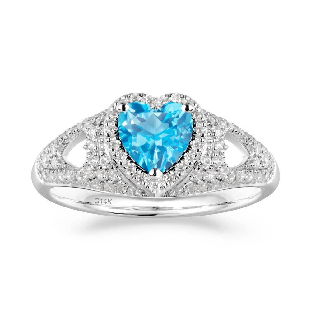 Cluster Ring with Heart Shaped Swiss Blue Topaz - LUO Jewelry #metal_14k white gold
