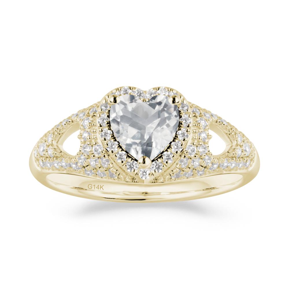 Halo Ring with Heart Shaped White Topaz - LUO Jewelry #metal_14k yellow gold
