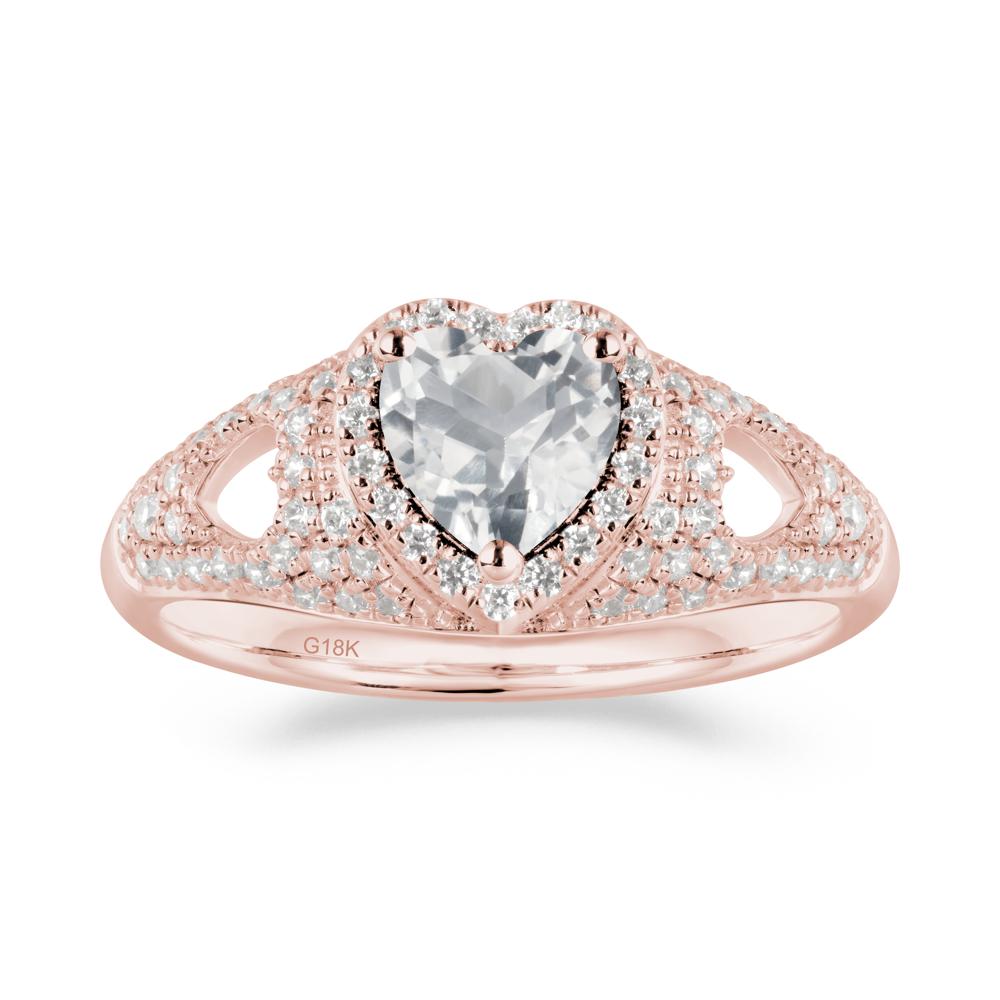 Halo Ring with Heart Shaped White Topaz - LUO Jewelry #metal_18k rose gold