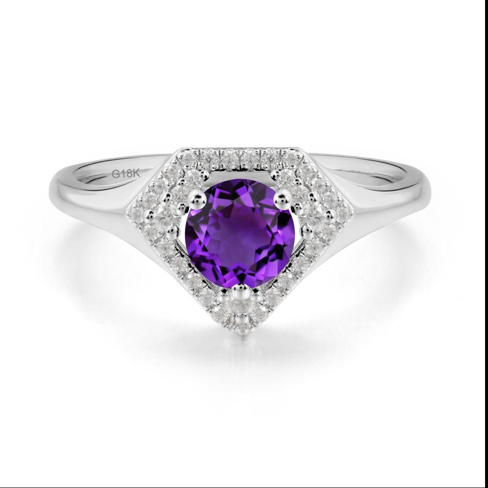 Double Halo Amethyst Ring - LUO Jewelry #metal_18k white gold
