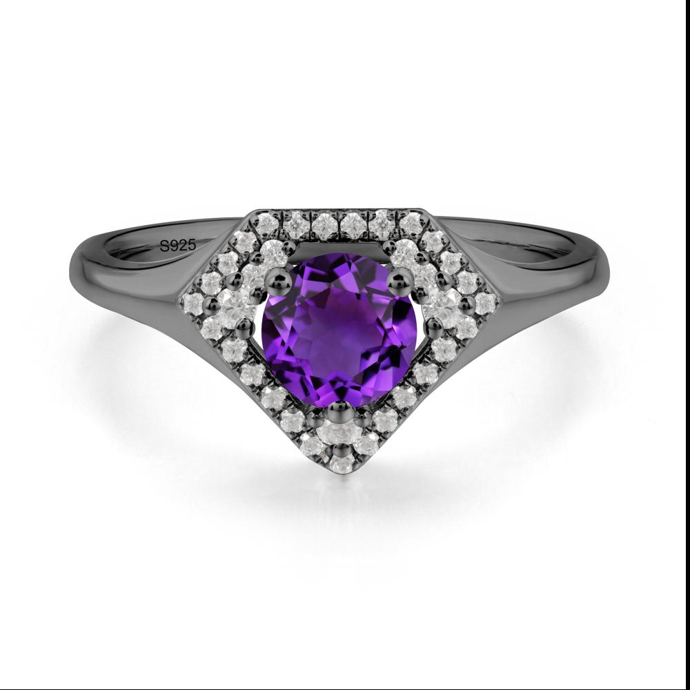 Double Halo Amethyst Ring - LUO Jewelry #metal_black finish sterling silver