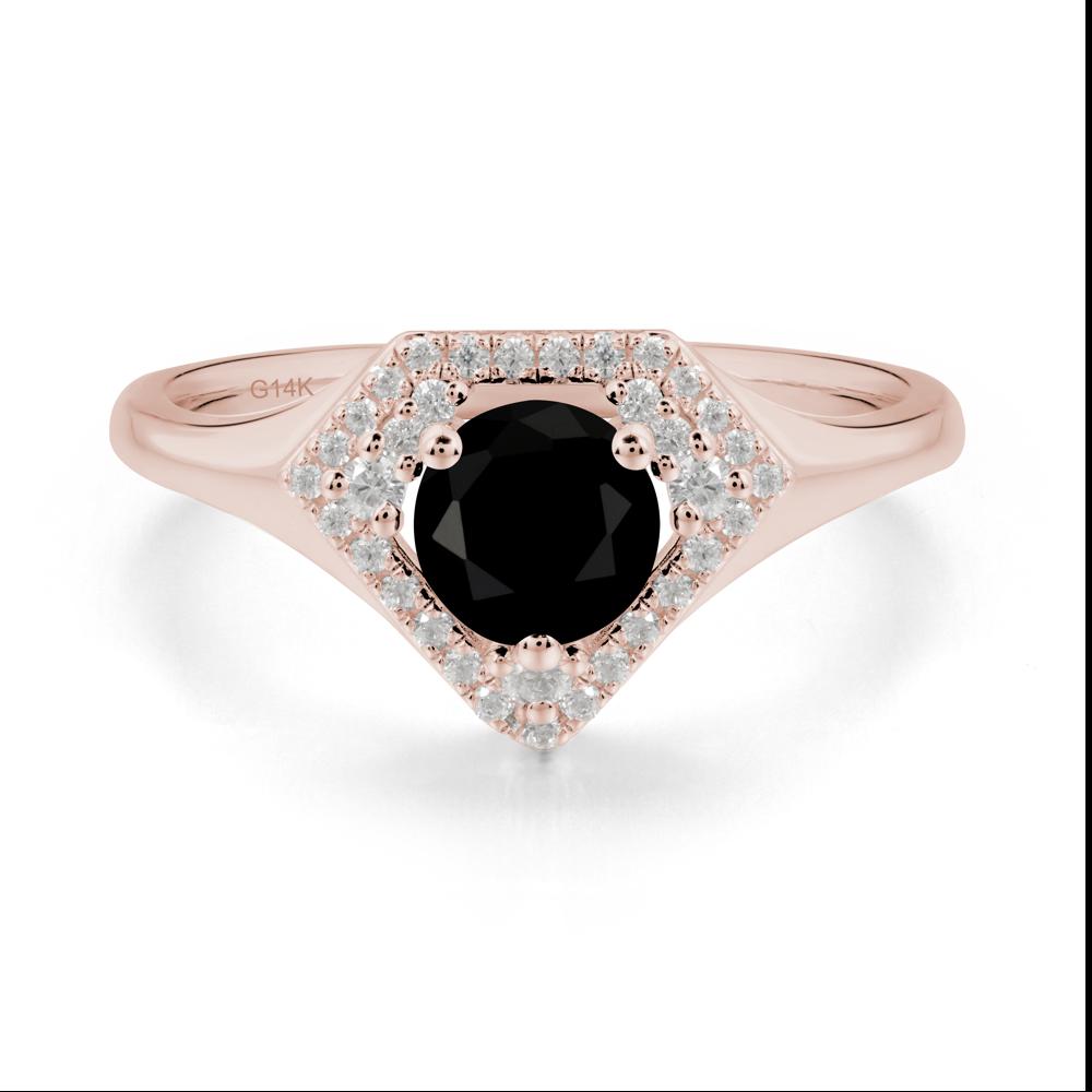 Double Halo Black Spinel Ring - LUO Jewelry #metal_14k rose gold