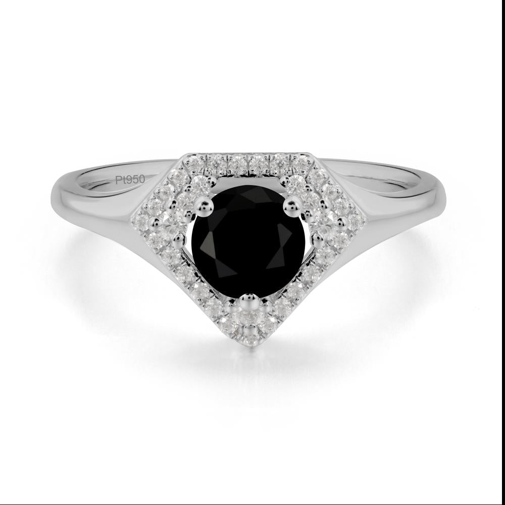 Double Halo Black Spinel Ring - LUO Jewelry #metal_platinum
