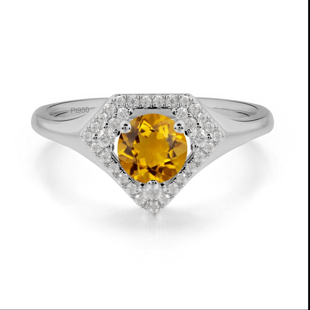 Round Citrine Double Halo Ring - LUO Jewelry #metal_platinum