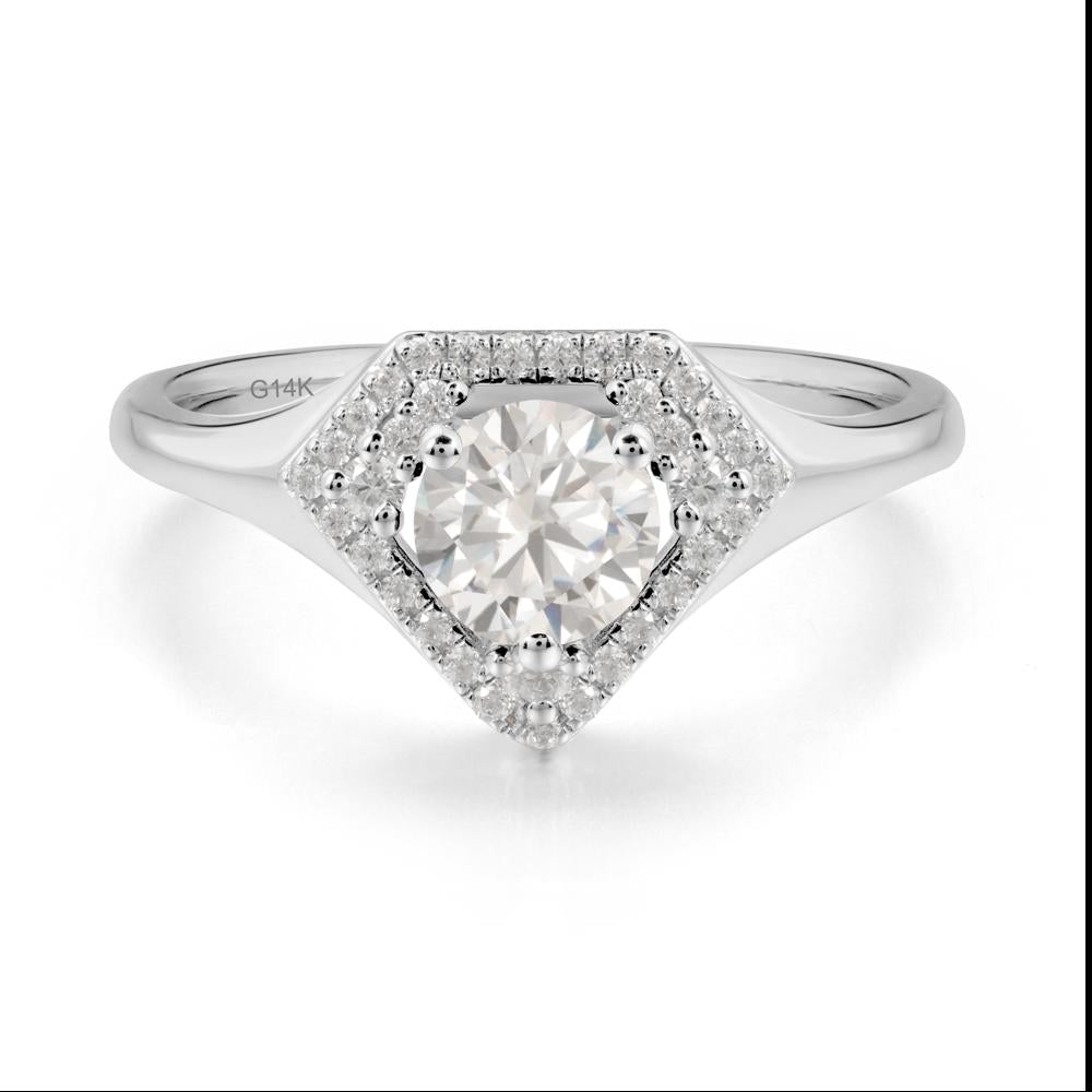 Double Halo Cubic Zirconia Ring - LUO Jewelry #metal_14k white gold