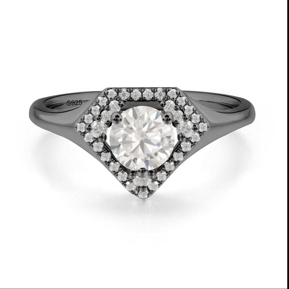 Double Halo Cubic Zirconia Ring - LUO Jewelry #metal_black finish sterling silver