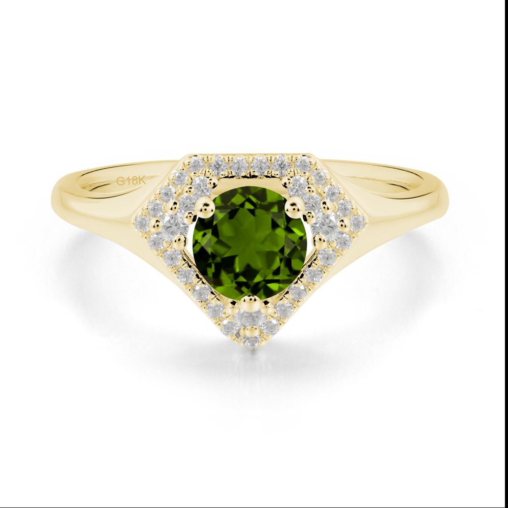 Round Diopside Double Halo Ring - LUO Jewelry #metal_18k yellow gold
