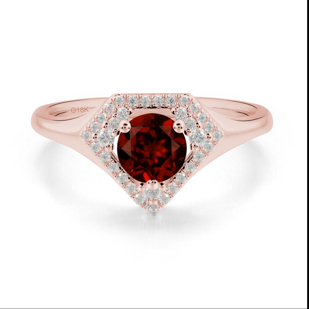 Round Garnet Double Halo Ring - LUO Jewelry #metal_18k rose gold