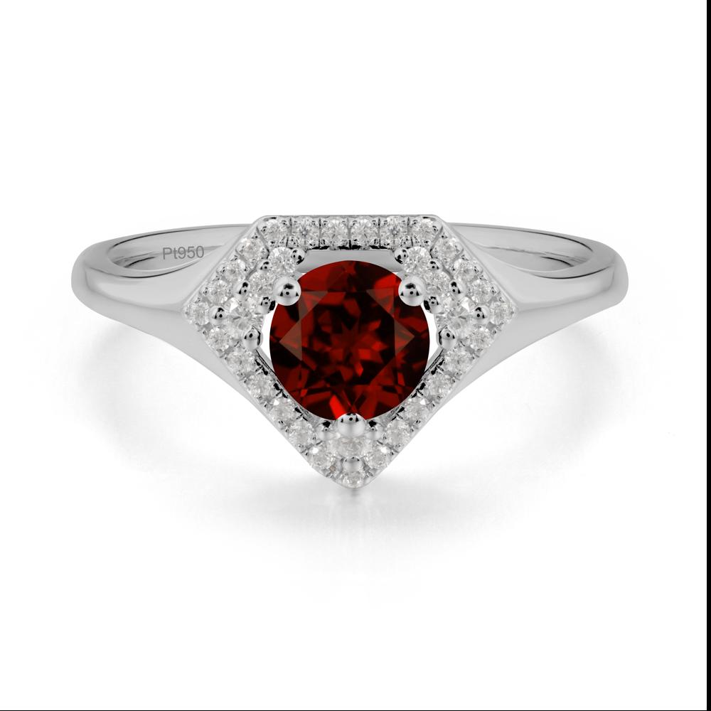 Round Garnet Double Halo Ring - LUO Jewelry #metal_platinum