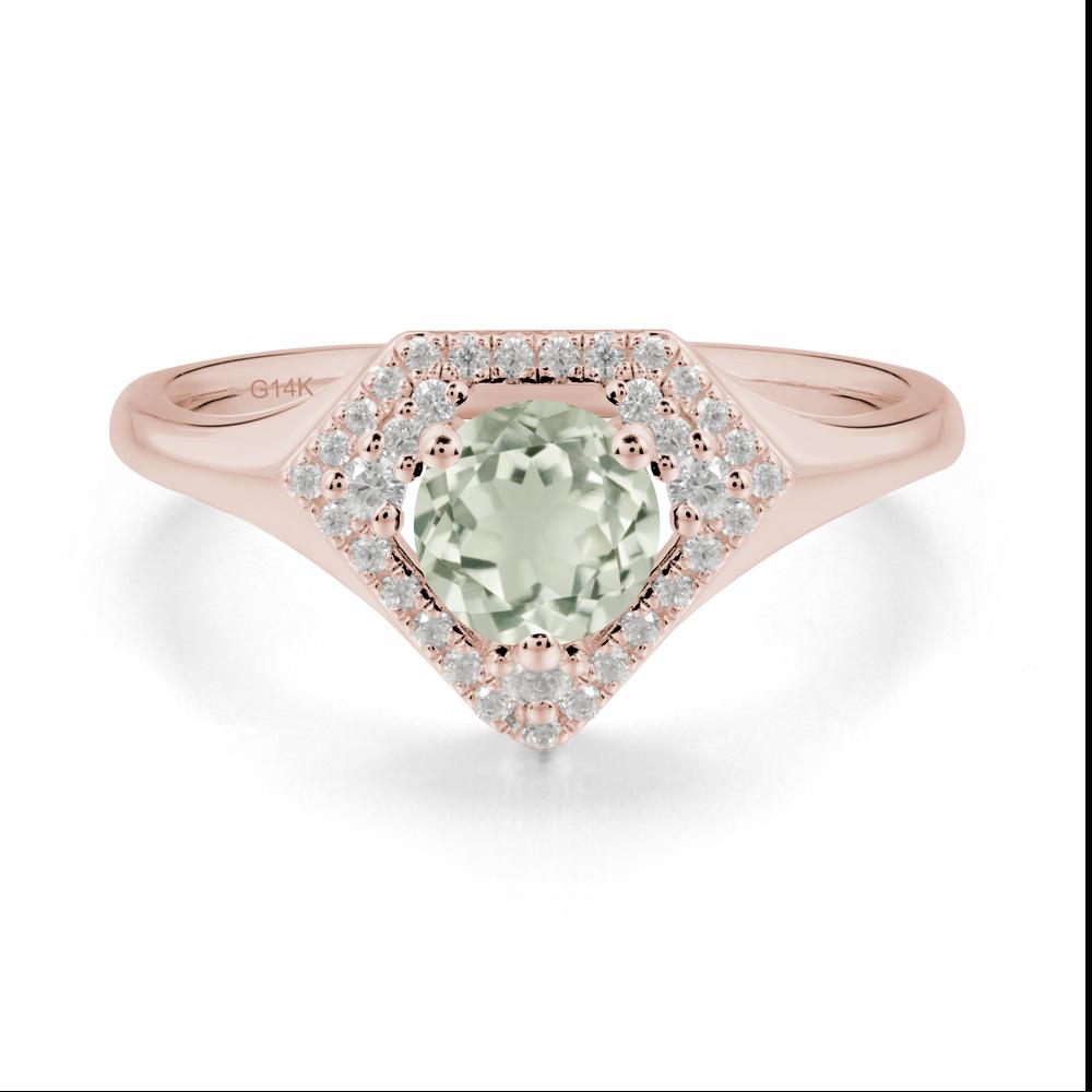 Double Halo Green Amethyst Ring - LUO Jewelry #metal_14k rose gold