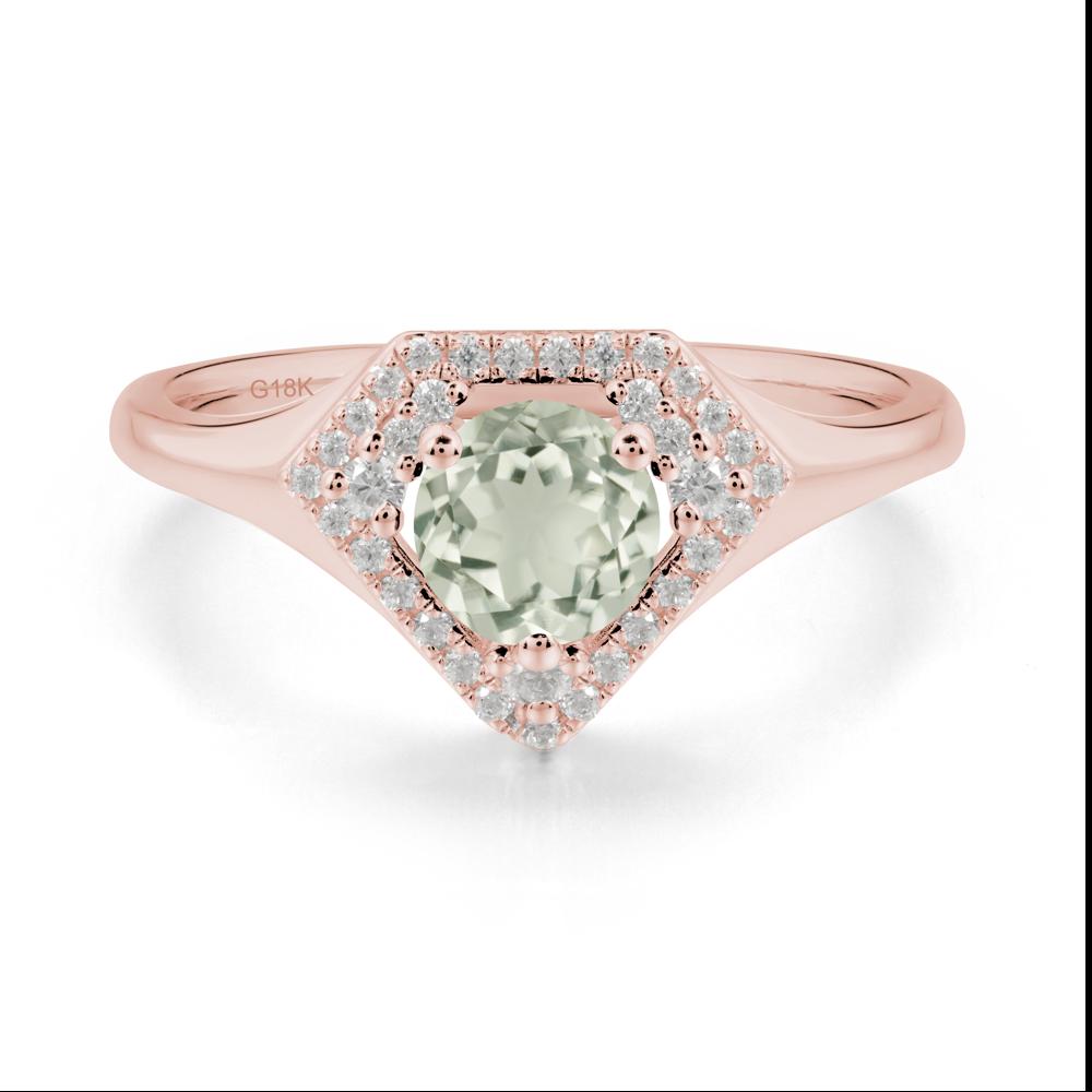 Double Halo Green Amethyst Ring - LUO Jewelry #metal_18k rose gold