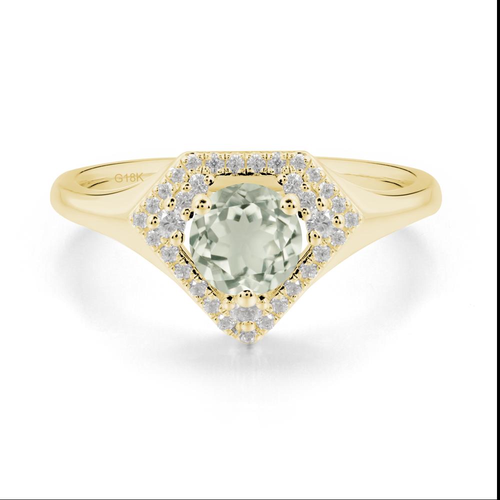 Double Halo Green Amethyst Ring - LUO Jewelry #metal_18k yellow gold