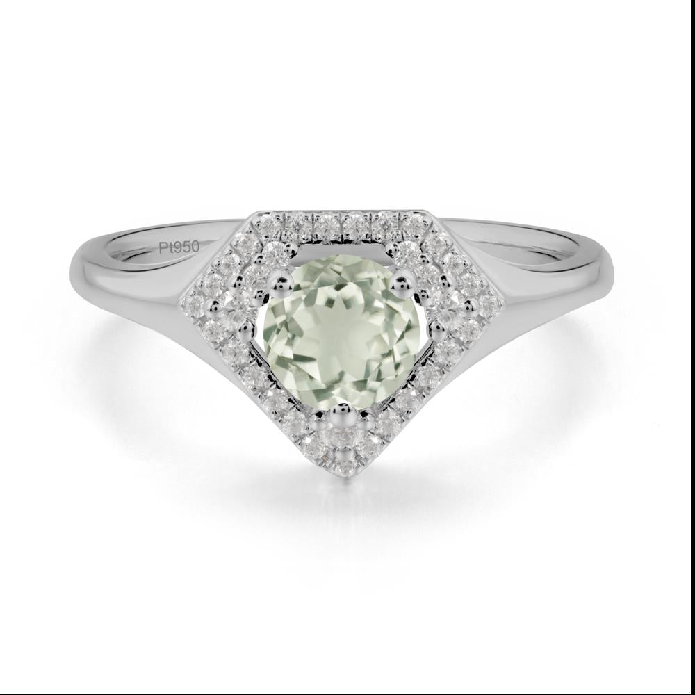 Double Halo Green Amethyst Ring - LUO Jewelry #metal_platinum