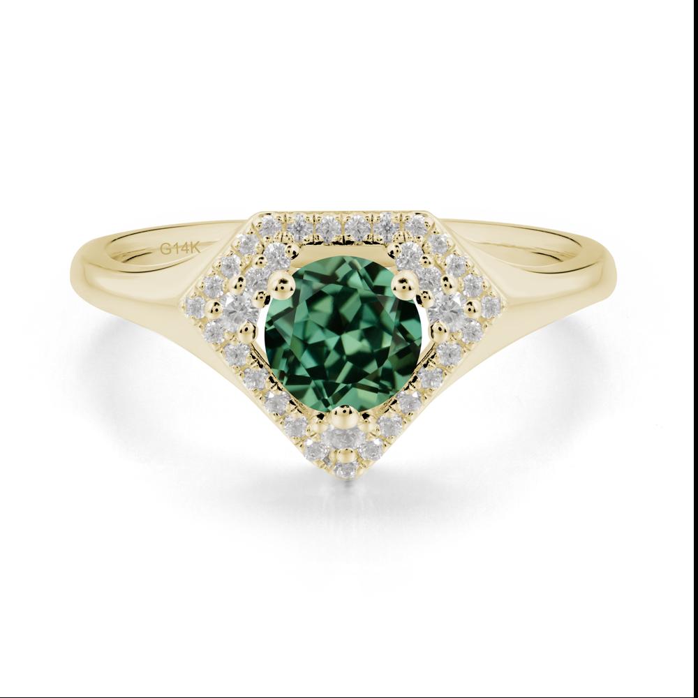 Double Halo Green Sapphire Ring - LUO Jewelry #metal_14k yellow gold