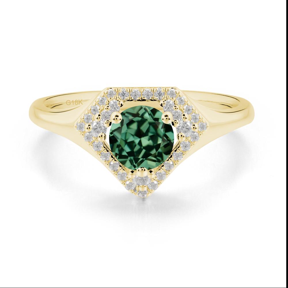 Double Halo Green Sapphire Ring - LUO Jewelry #metal_18k yellow gold