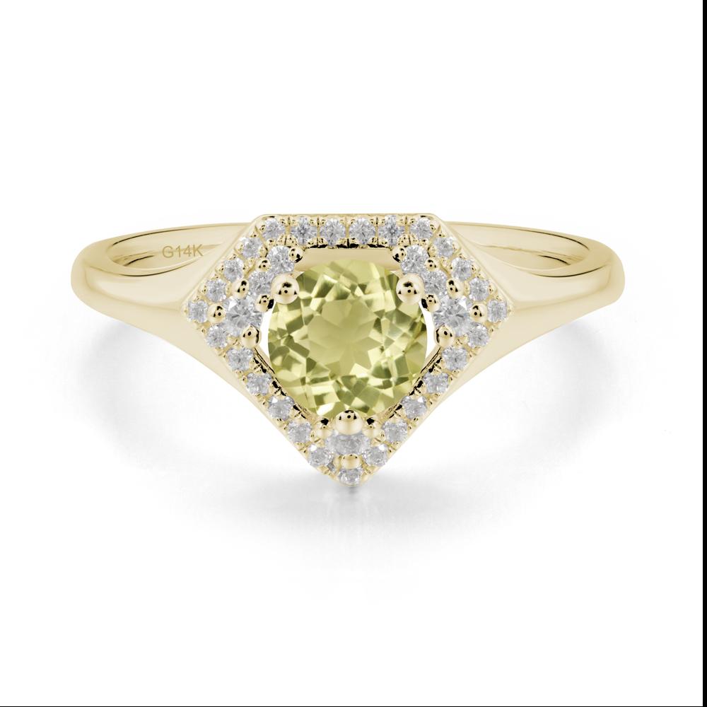 Double Halo Lemon Quartz Ring - LUO Jewelry #metal_14k yellow gold