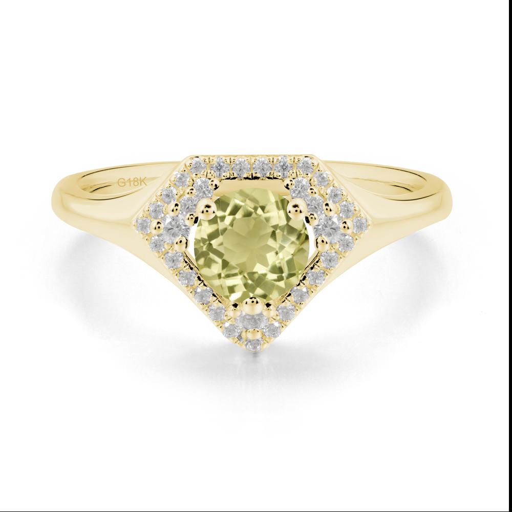 Double Halo Lemon Quartz Ring - LUO Jewelry #metal_18k yellow gold
