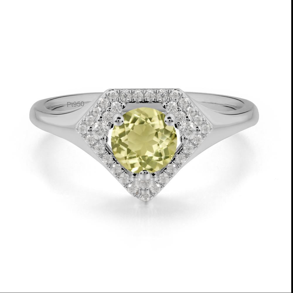 Double Halo Lemon Quartz Ring - LUO Jewelry #metal_platinum