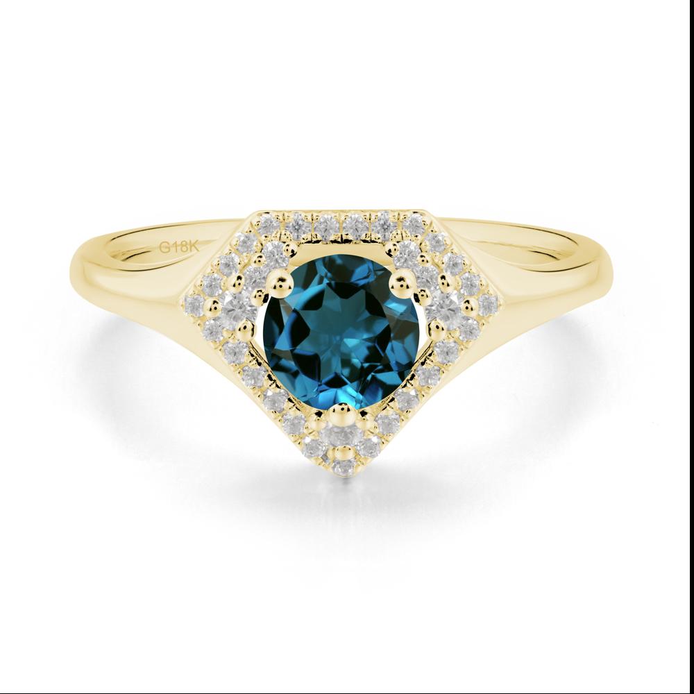 Double Halo London Blue Topaz Ring - LUO Jewelry #metal_18k yellow gold