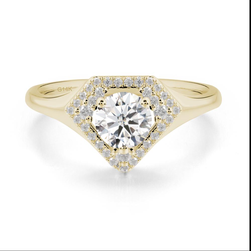 Round Moissanite Double Halo Ring - LUO Jewelry #metal_14k yellow gold