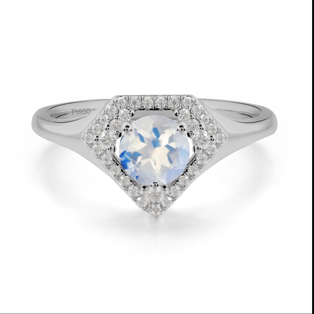 Round Moonstone Double Halo Ring - LUO Jewelry #metal_platinum