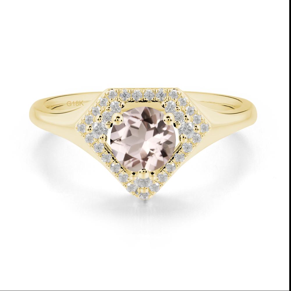 Double Halo Morganite Ring - LUO Jewelry #metal_18k yellow gold