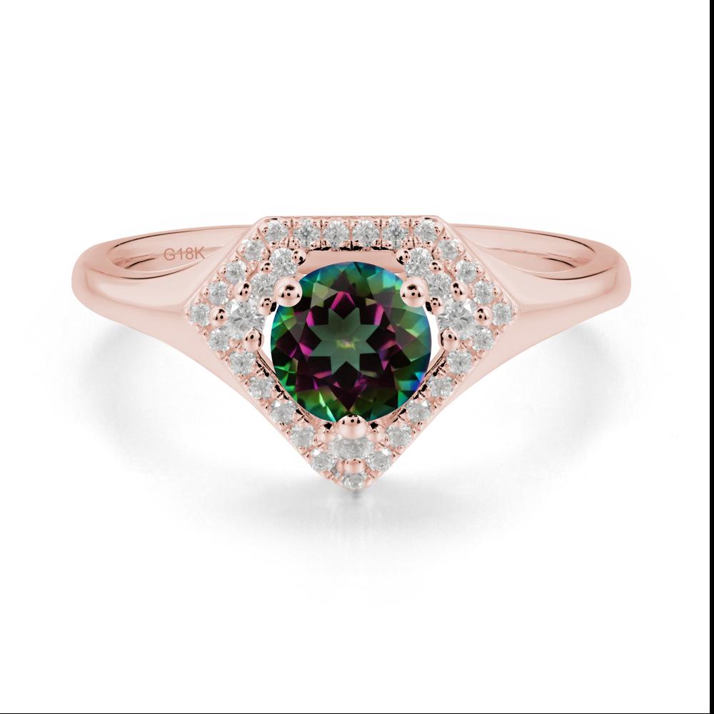 Round Mystic Topaz Double Halo Ring - LUO Jewelry #metal_18k rose gold