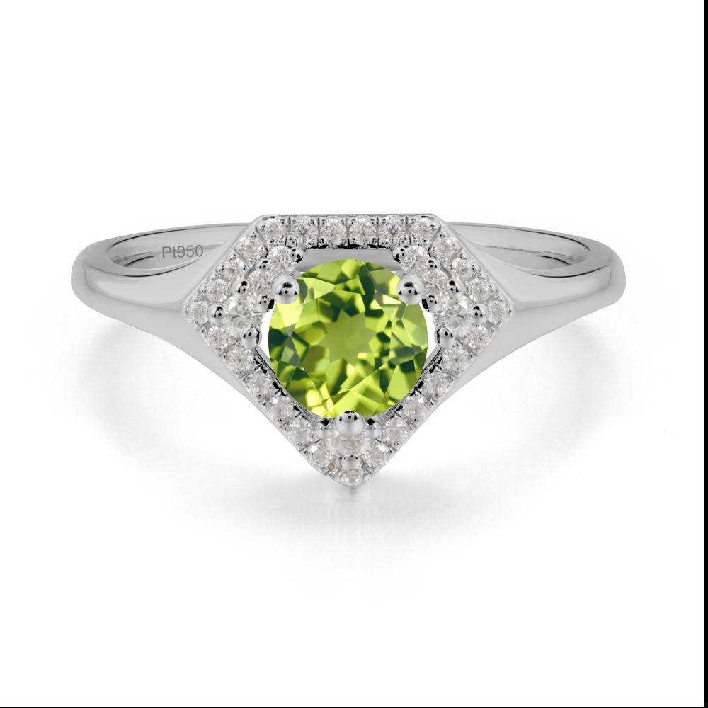 Round Peridot Double Halo Ring - LUO Jewelry #metal_platinum