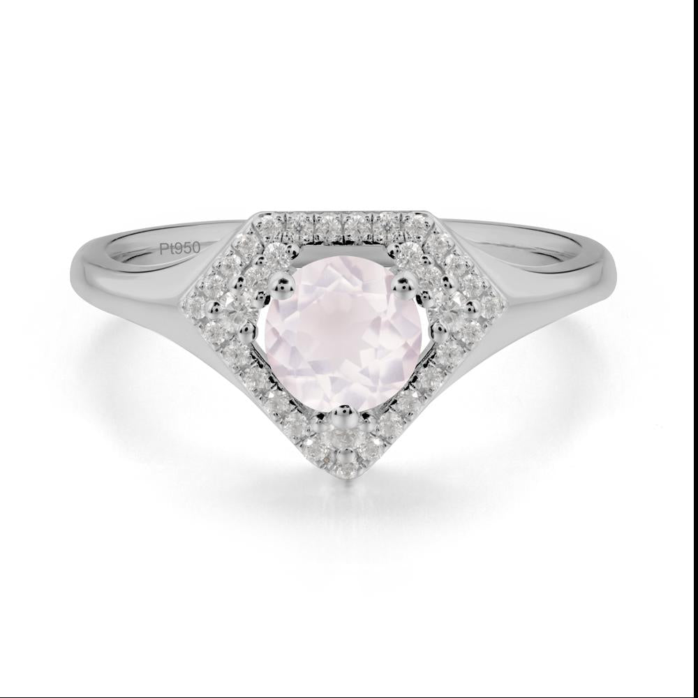 Double Halo Rose Quartz Ring - LUO Jewelry #metal_platinum