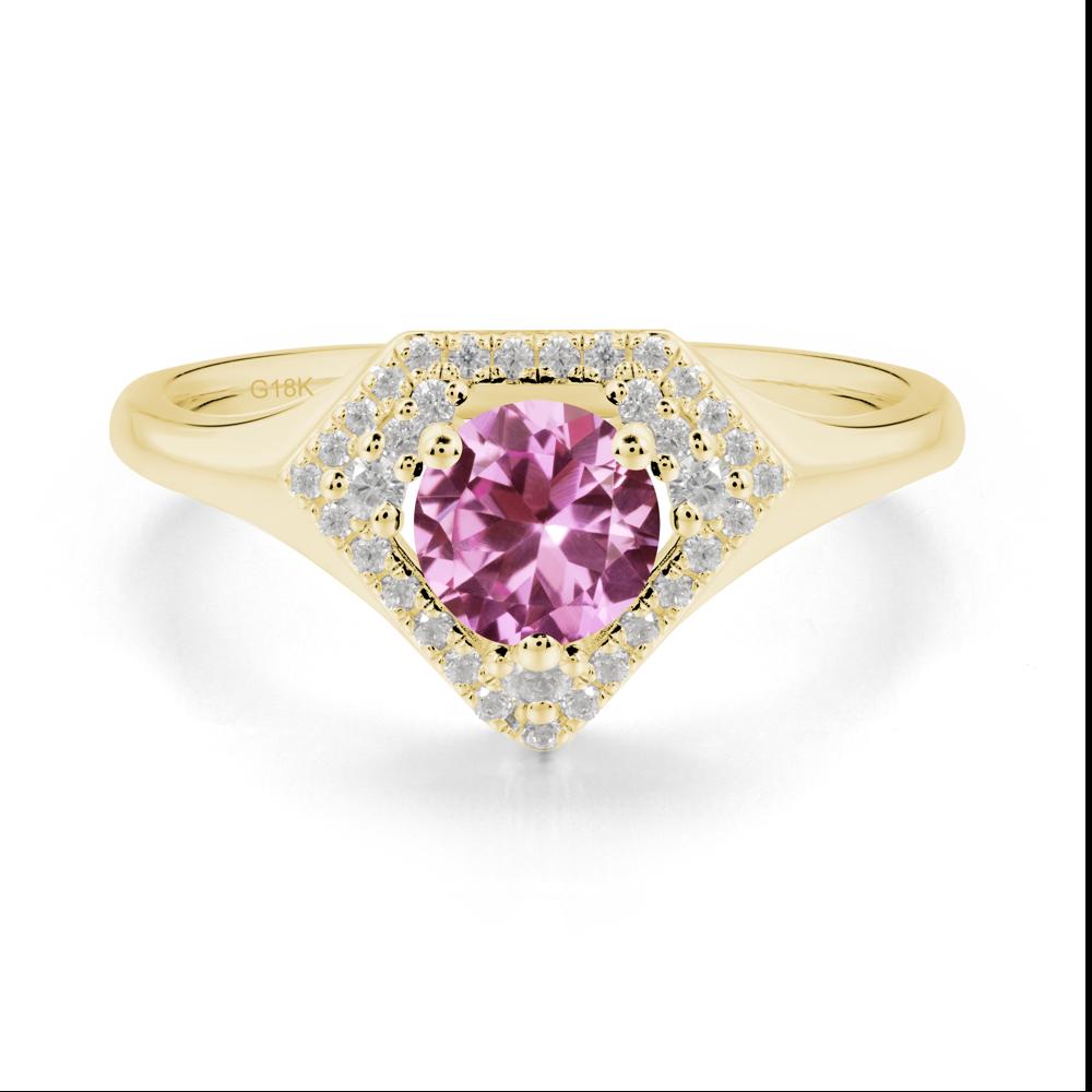 Double Halo Pink Sapphire Ring - LUO Jewelry #metal_18k yellow gold