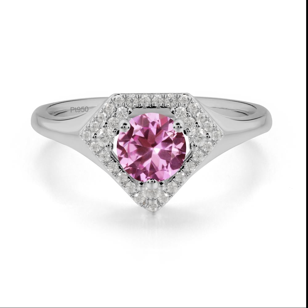 Double Halo Pink Sapphire Ring - LUO Jewelry #metal_platinum