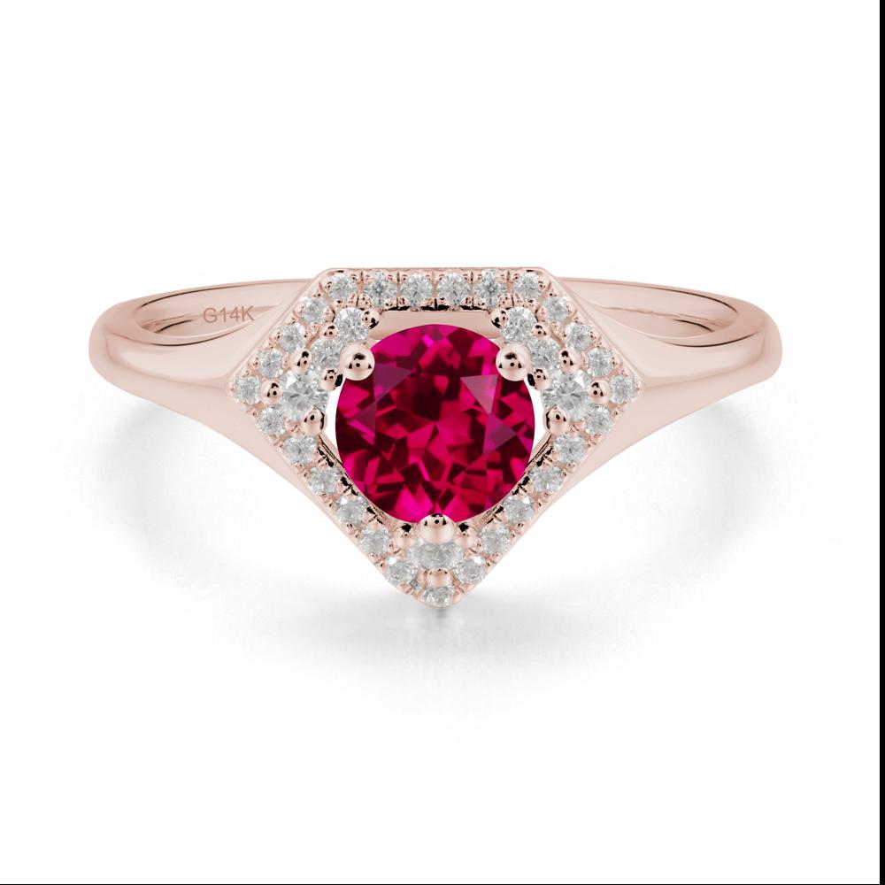 Double Halo Ruby Ring - LUO Jewelry #metal_14k rose gold