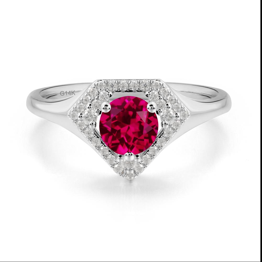 Double Halo Ruby Ring - LUO Jewelry #metal_14k white gold