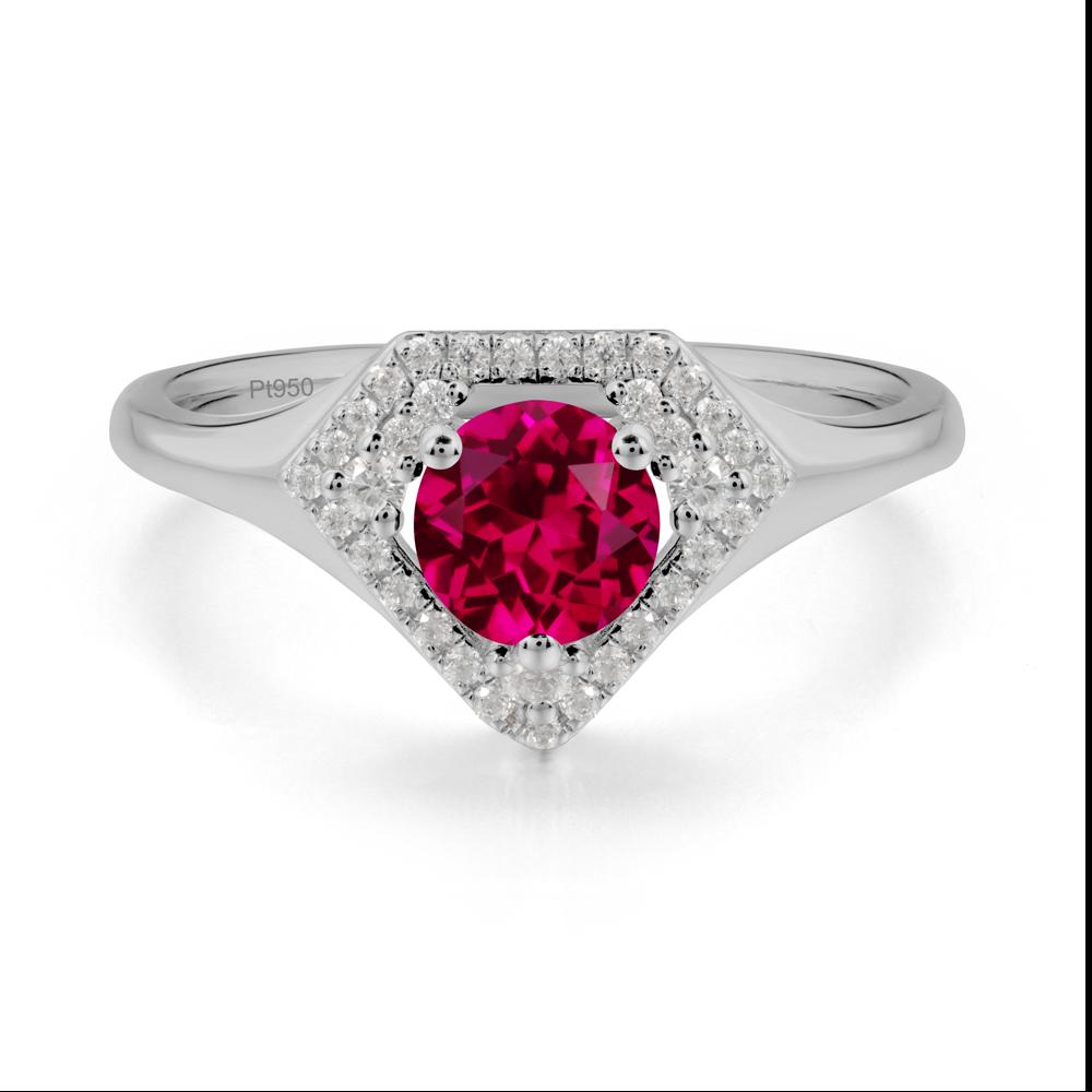 Double Halo Ruby Ring - LUO Jewelry #metal_platinum