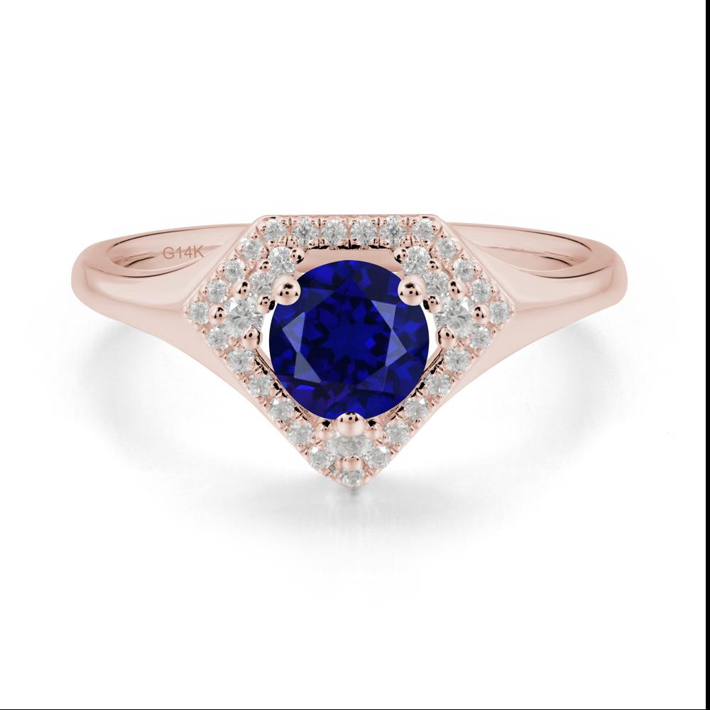 Double Halo Sapphire Ring - LUO Jewelry #metal_14k rose gold