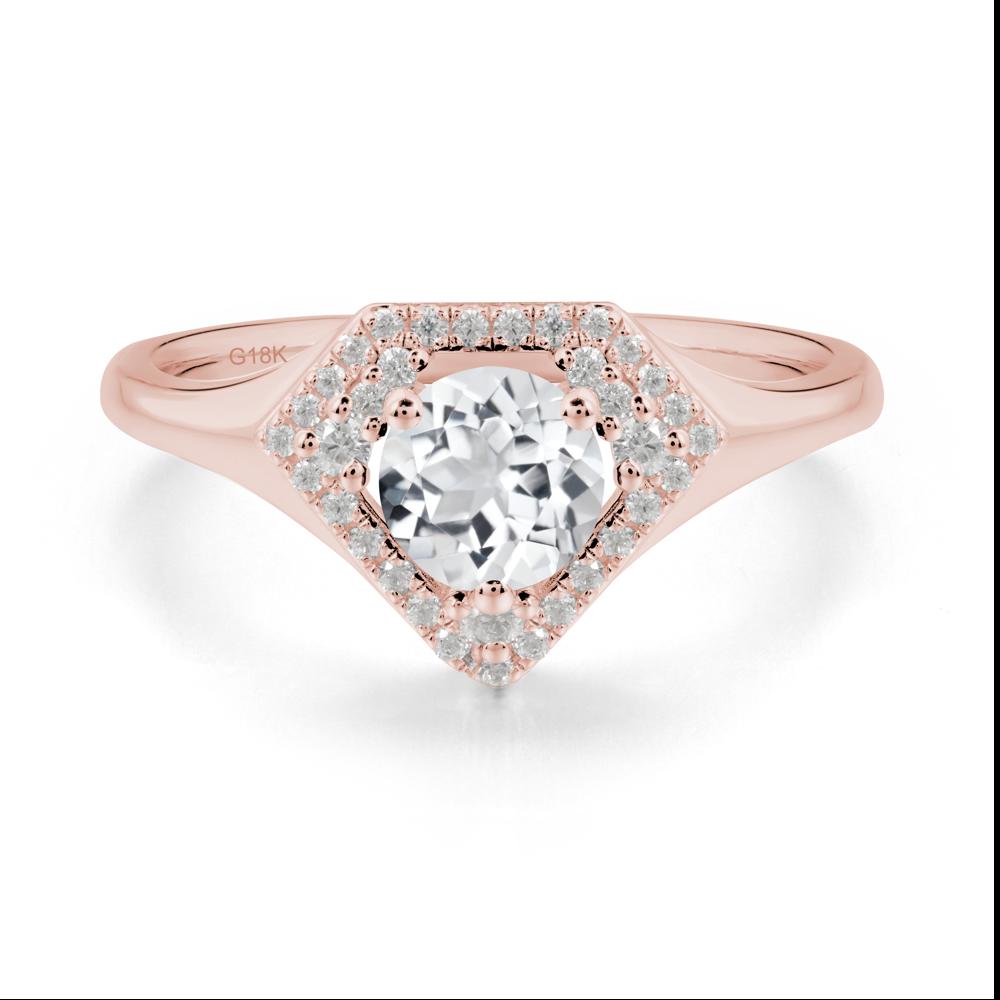 Round White Topaz Double Halo Ring - LUO Jewelry #metal_18k rose gold