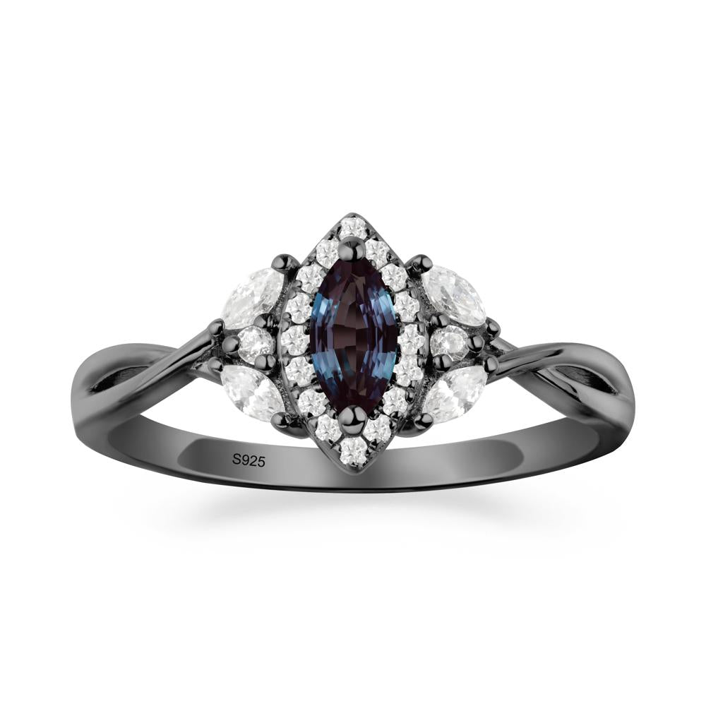 Marquise Alexandrite Ring with Twisted Band - LUO Jewelry #metal_black finish sterling silver