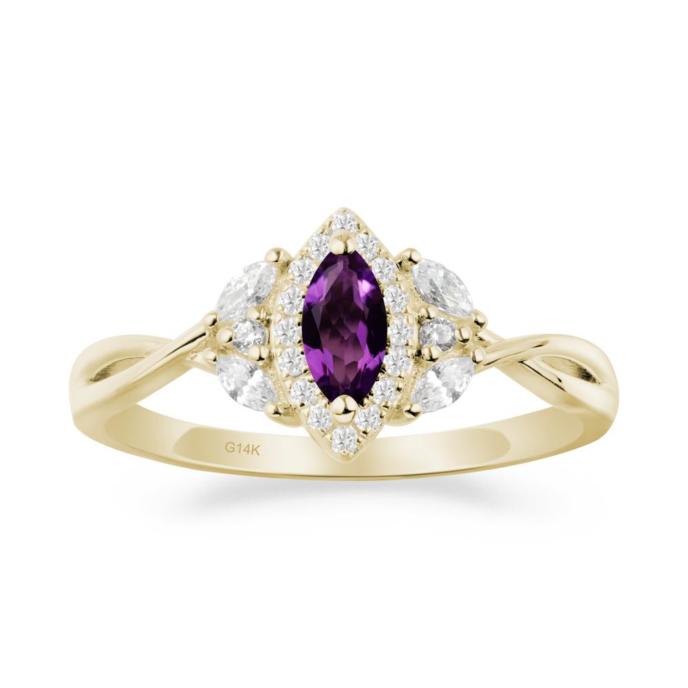 Marquise Amethyst Ring with Twisted Band - LUO Jewelry #metal_14k yellow gold