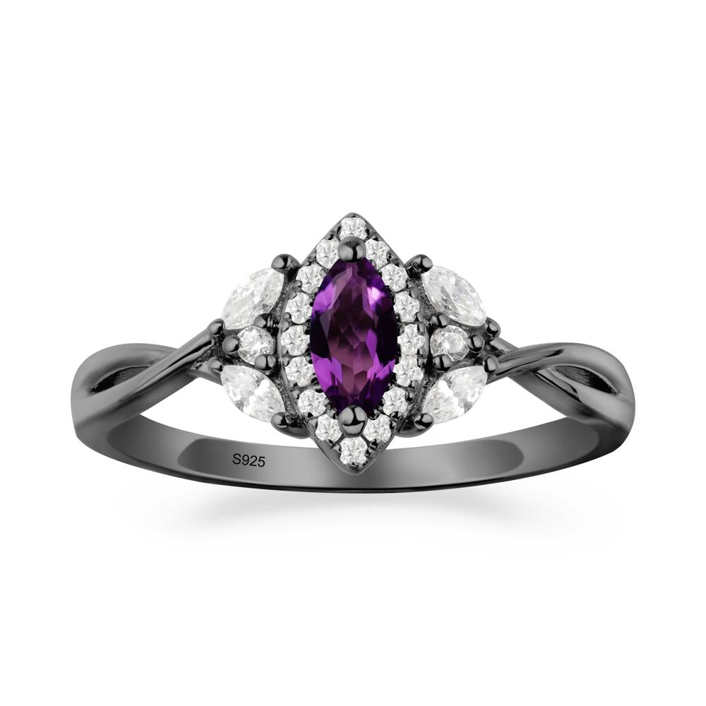Marquise Amethyst Ring with Twisted Band - LUO Jewelry #metal_black finish sterling silver
