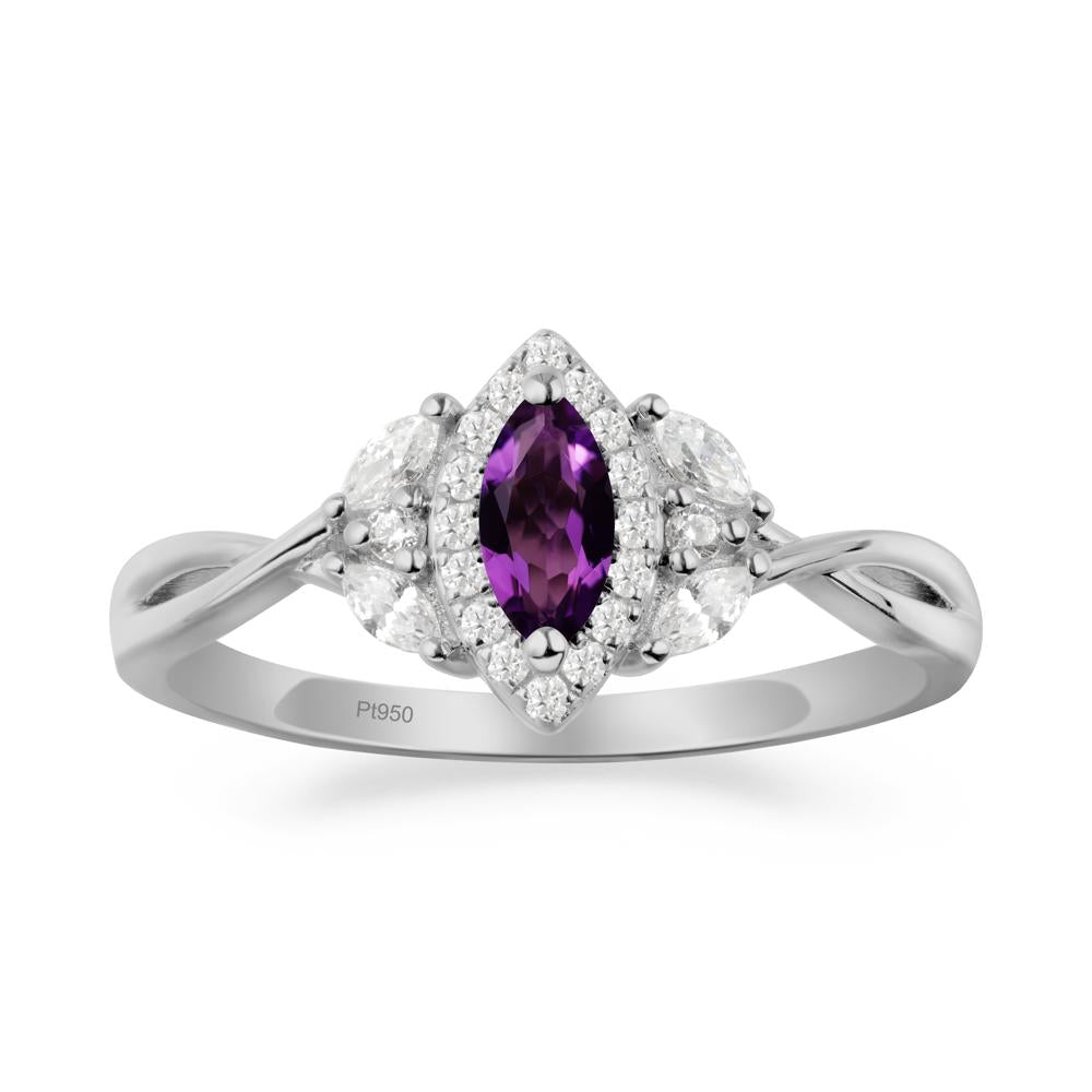 Marquise Amethyst Ring with Twisted Band - LUO Jewelry #metal_platinum