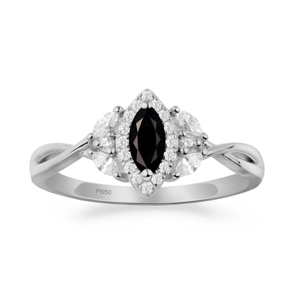 Marquise Black Spinel Ring with Twisted Band - LUO Jewelry #metal_platinum